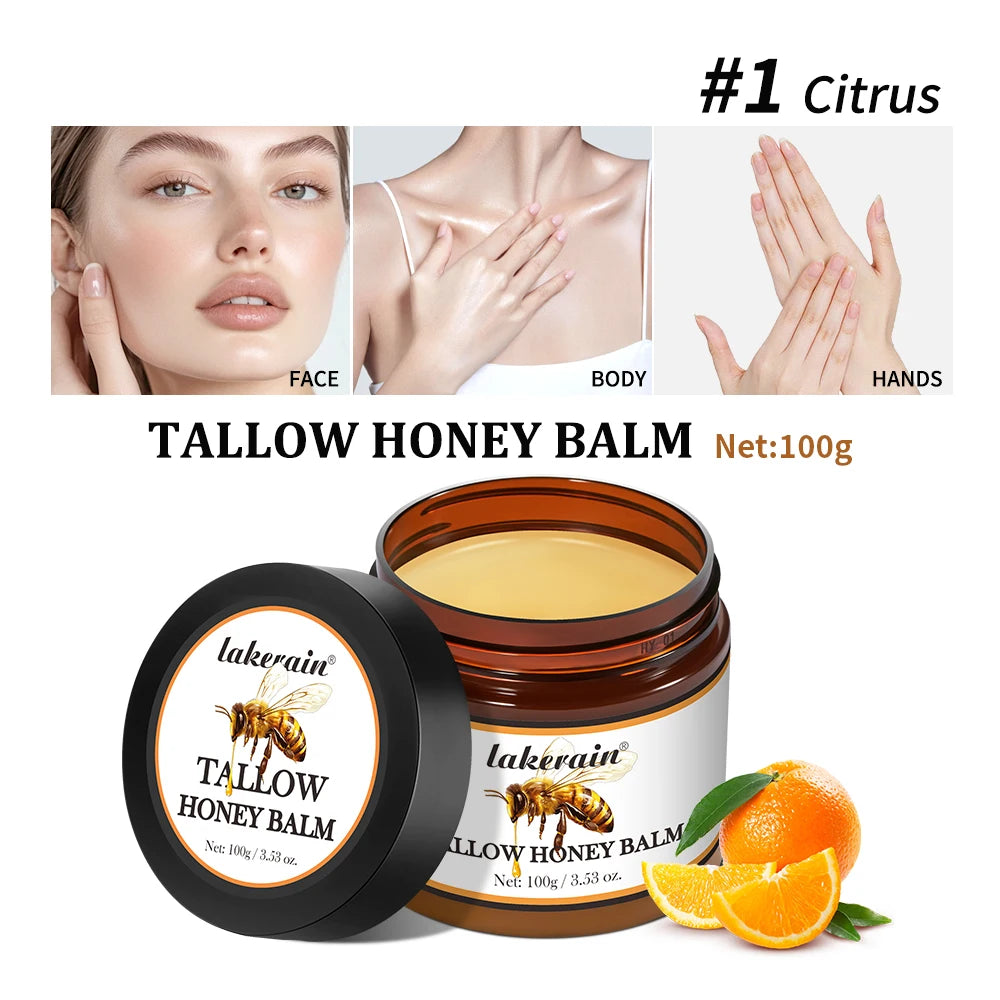Honey Tallow Balm for Face Natural Handmade Lotion Whipped Beef Tallow Cream for Face & Body Sensitive Skin for Men & Women
