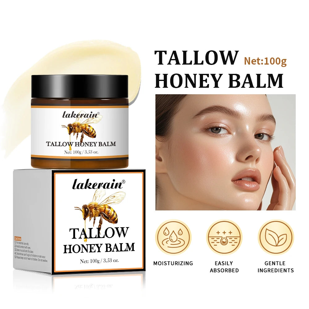 Honey Tallow Balm for Face Natural Handmade Lotion Whipped Beef Tallow Cream for Face & Body Sensitive Skin for Men & Women
