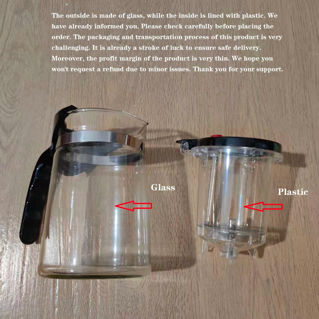 High-temperature resistant and elegant cup, household tea set, one-click tea and water filtration, glass teapot cover