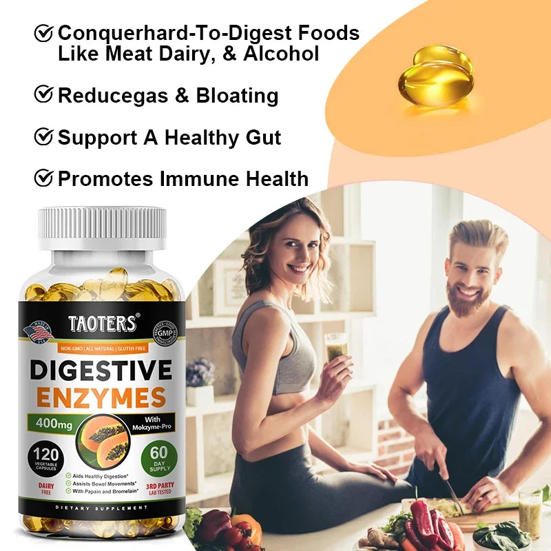 Digestive Enzymes Containing Papain and Bromelain Help Support Digestion,Improve Gut Health,Boost Metabolism,Improve Dull Skin