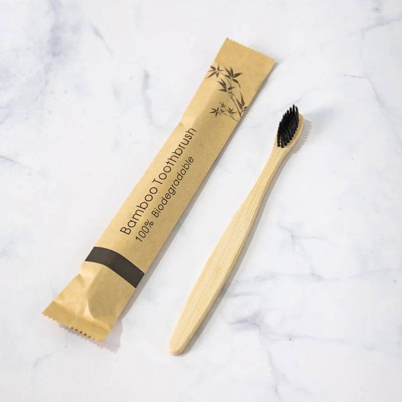 1Pc Bamboo Toothbrush for Adults Travel Portable Hotel Disposable Soft Bristle Wooden Handle Oral Dental Care Cleaning Tools