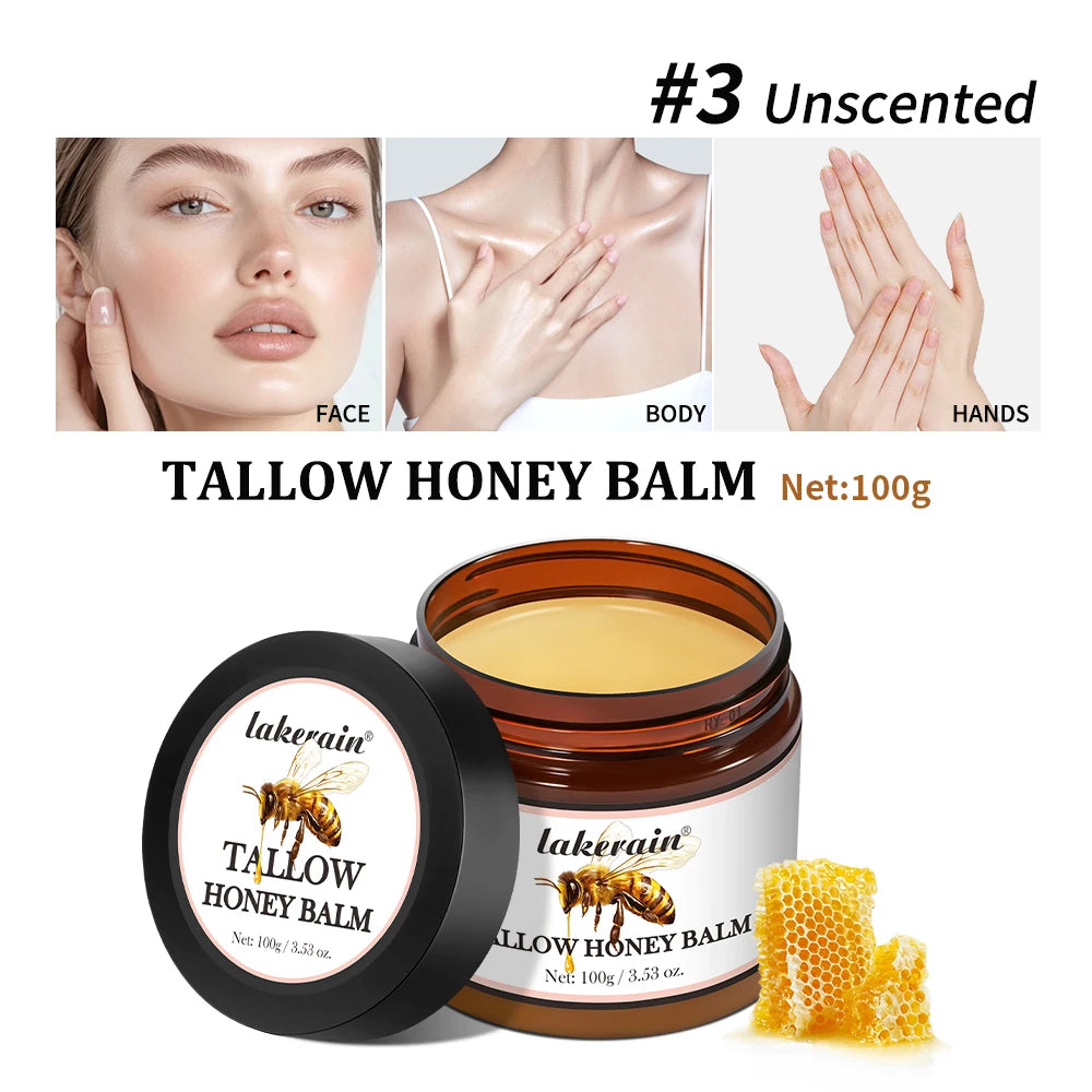 Honey Tallow Balm for Face Natural Handmade Lotion Whipped Beef Tallow Cream for Face & Body Sensitive Skin for Men & Women