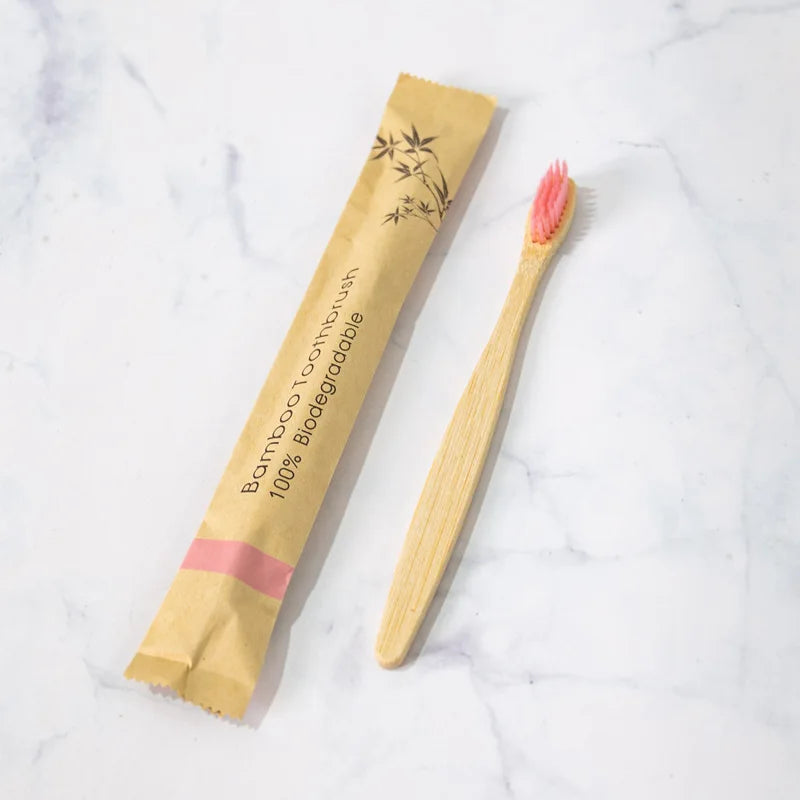 1Pc Bamboo Toothbrush for Adults Travel Portable Hotel Disposable Soft Bristle Wooden Handle Oral Dental Care Cleaning Tools