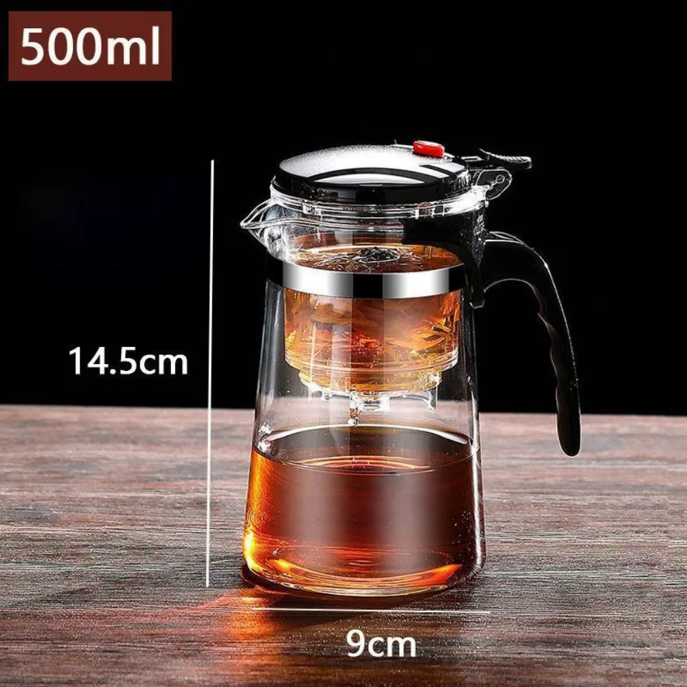 500ML Heat Resistant Glass Teapot One-click filtering Tea Pot Tea Water Separation Filter Tea Maker Coffee Pot Home Teaware Set