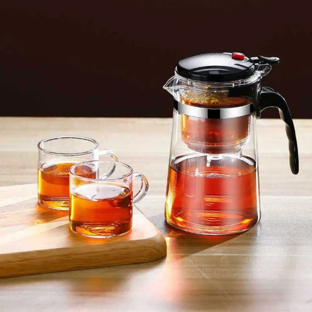 500ML Heat Resistant Glass Teapot One-click filtering Tea Pot Tea Water Separation Filter Tea Maker Coffee Pot Home Teaware Set