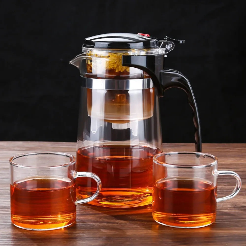 500ML Heat Resistant Glass Teapot One-click filtering Tea Pot Tea Water Separation Filter Tea Maker Coffee Pot Home Teaware Set