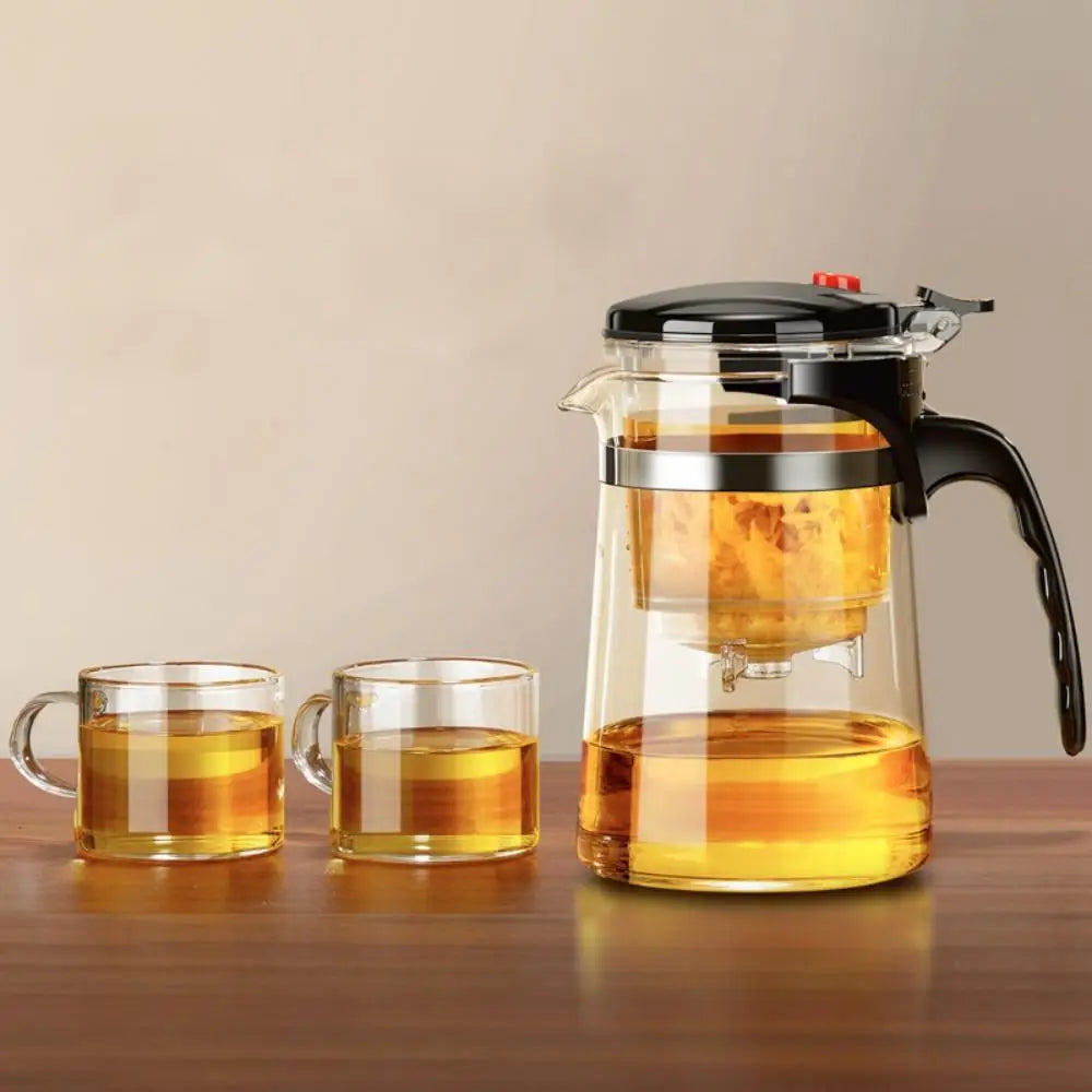 500ML Heat Resistant Glass Teapot One-click filtering Tea Pot Tea Water Separation Filter Tea Maker Coffee Pot Home Teaware Set