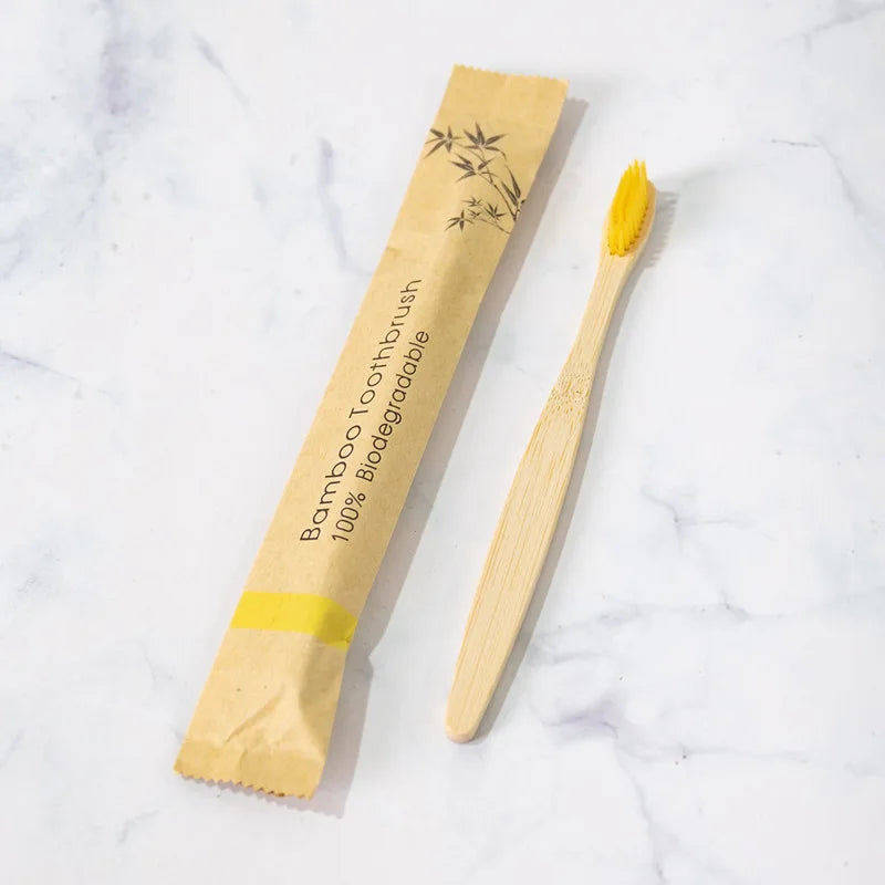 1Pc Bamboo Toothbrush for Adults Travel Portable Hotel Disposable Soft Bristle Wooden Handle Oral Dental Care Cleaning Tools