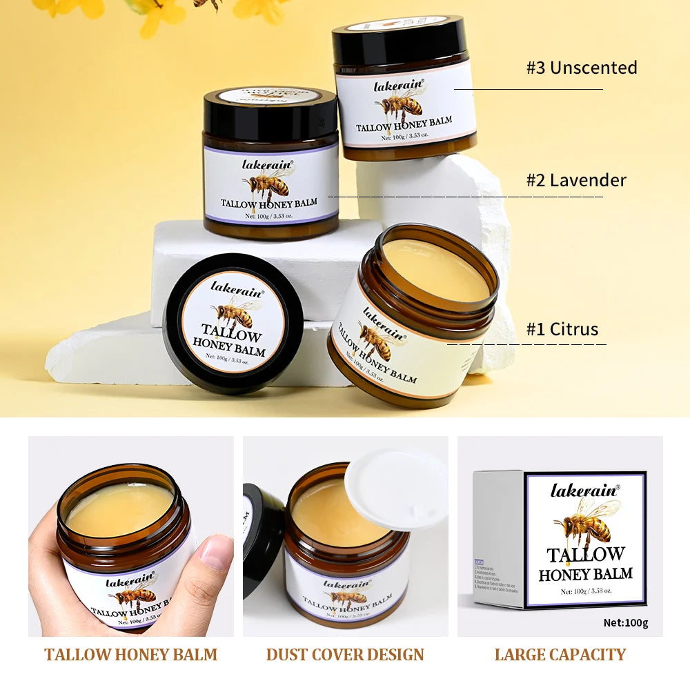 Honey Tallow Balm for Face Natural Handmade Lotion Whipped Beef Tallow Cream for Face & Body Sensitive Skin for Men & Women