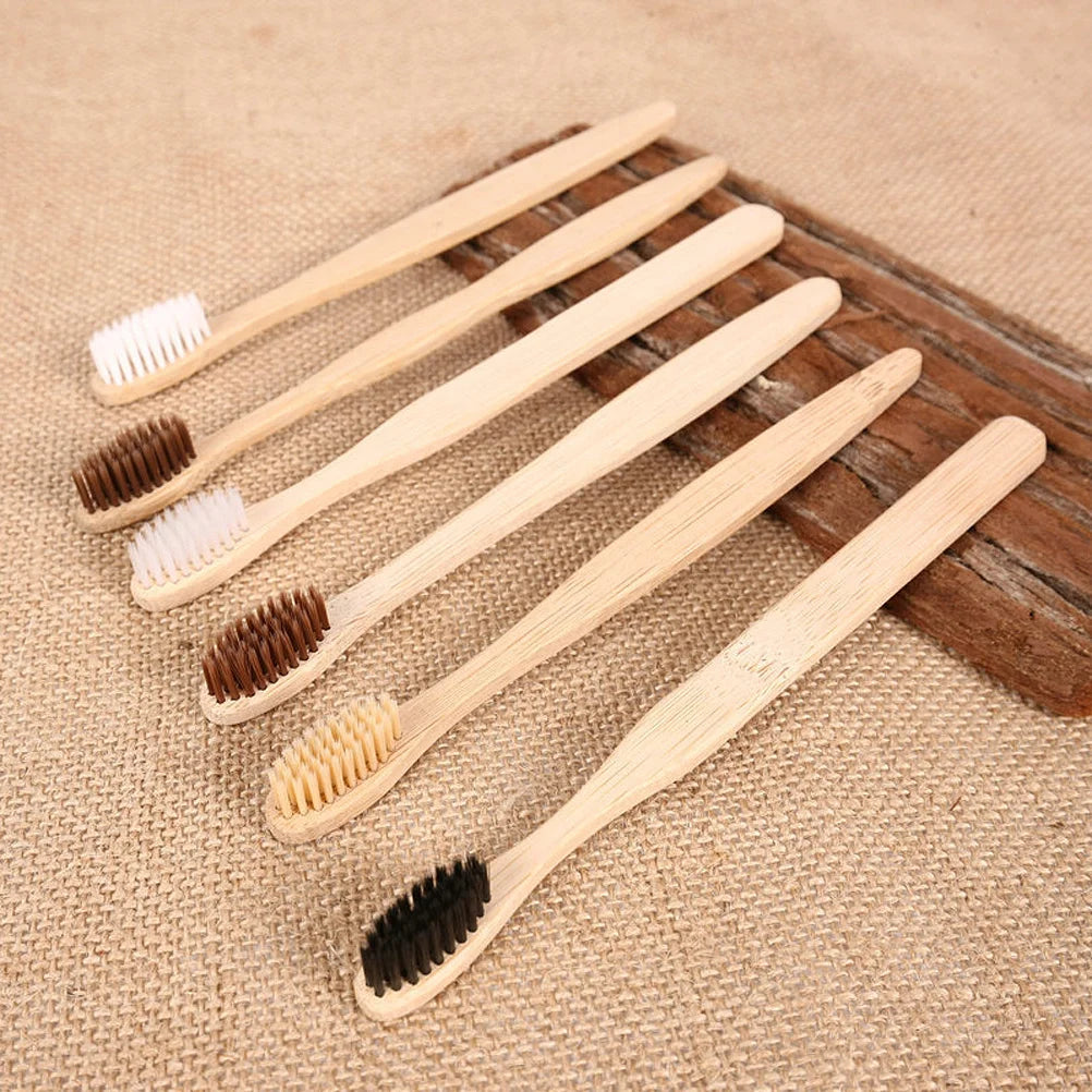 10pcs Bamboo Toothbrush Wooden Disposable Travel Toothbrush Set For Hotel Guests Business Trips Oral Care Supplies