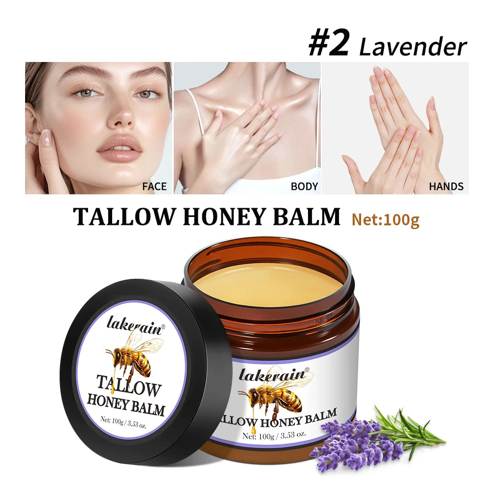 Honey Tallow Balm for Face Natural Handmade Lotion Whipped Beef Tallow Cream for Face & Body Sensitive Skin for Men & Women