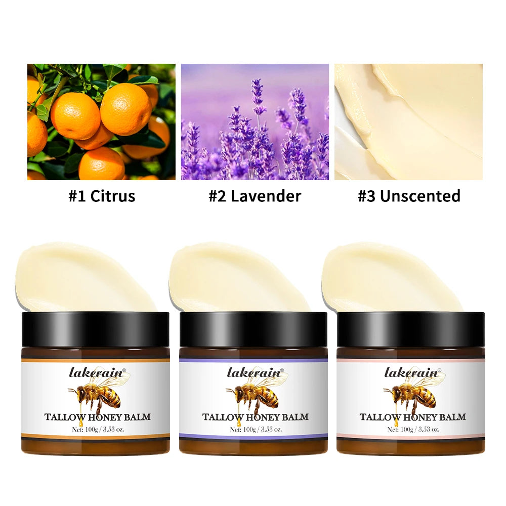Honey Tallow Balm for Face Natural Handmade Lotion Whipped Beef Tallow Cream for Face & Body Sensitive Skin for Men & Women