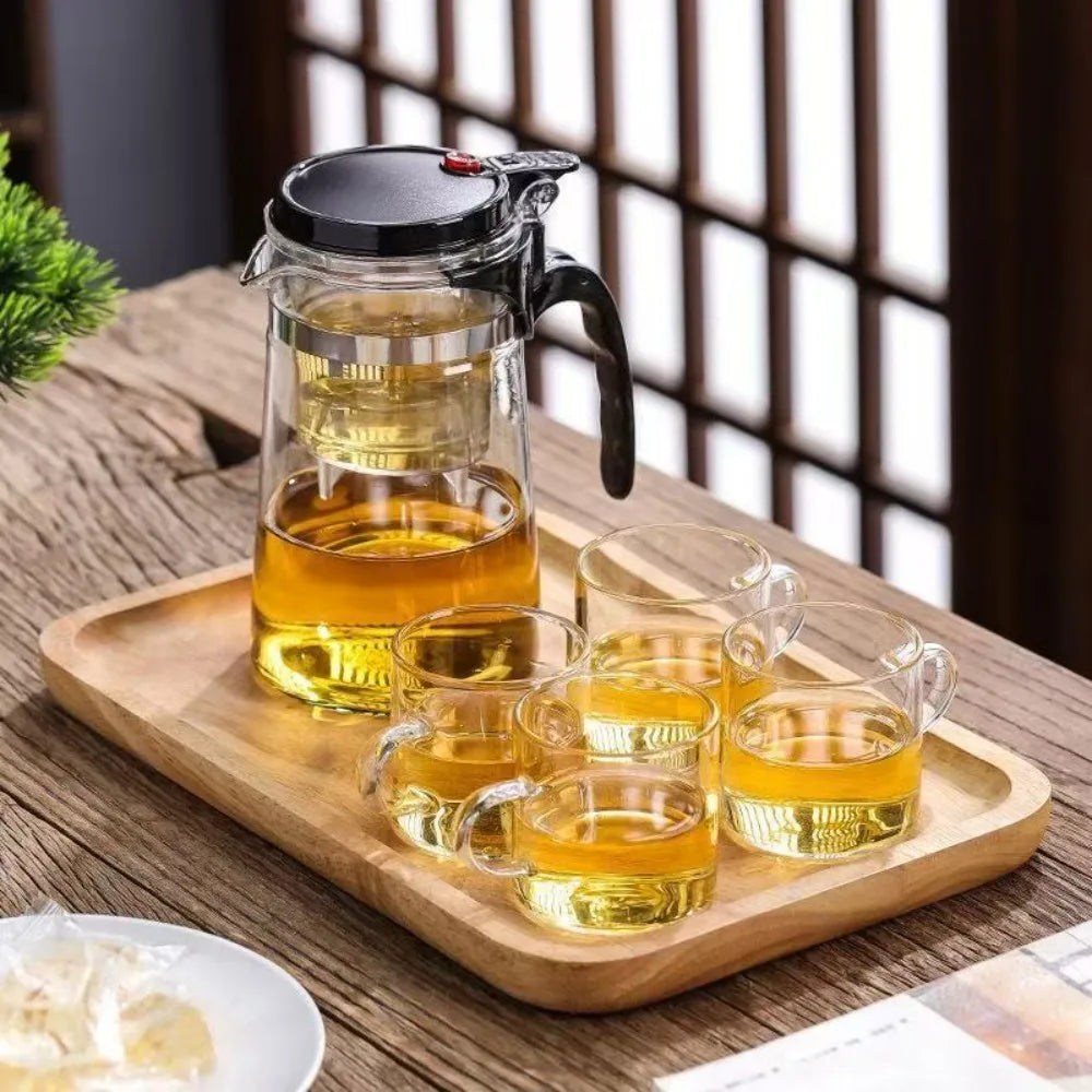 500ML Heat Resistant Glass Teapot One-click filtering Tea Pot Tea Water Separation Filter Tea Maker Coffee Pot Home Teaware Set