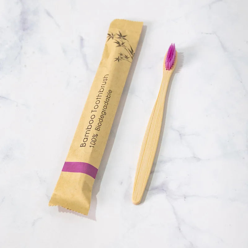 1Pc Bamboo Toothbrush for Adults Travel Portable Hotel Disposable Soft Bristle Wooden Handle Oral Dental Care Cleaning Tools