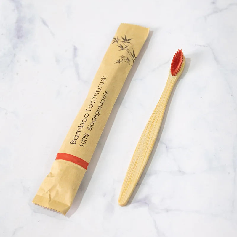 1Pc Bamboo Toothbrush for Adults Travel Portable Hotel Disposable Soft Bristle Wooden Handle Oral Dental Care Cleaning Tools